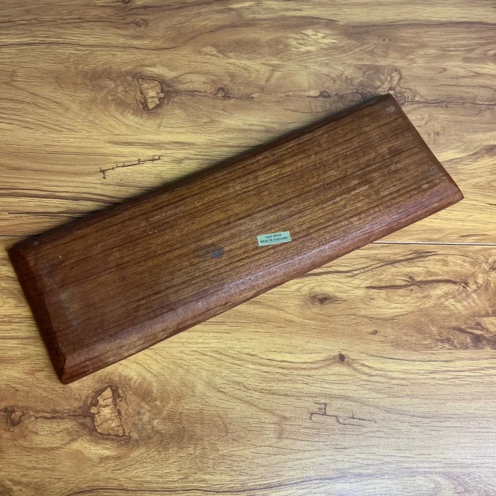 VintagTeak Wood Trinket Tray Serving Dish 3 Section MCM Appetizer Dish Boho